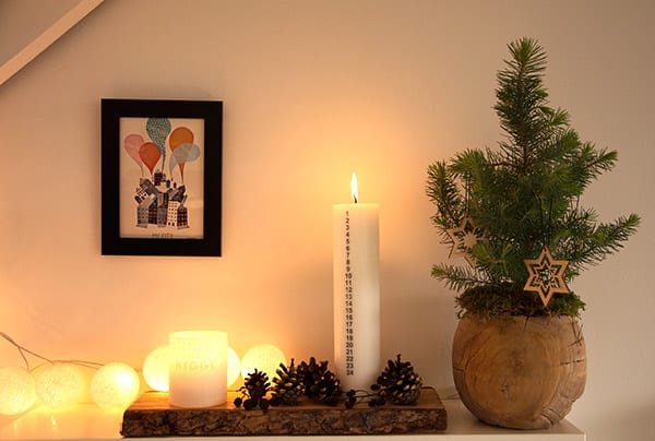 Kalenderlys dekoration nem, enkel og super fin nordisk stil Inspiration til juledekorationer
