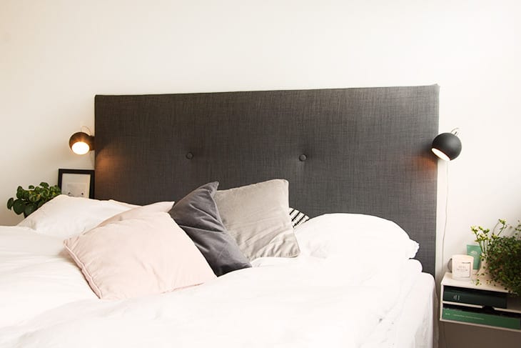 Soveværelse diy sengegavl og sengeborde inspiration