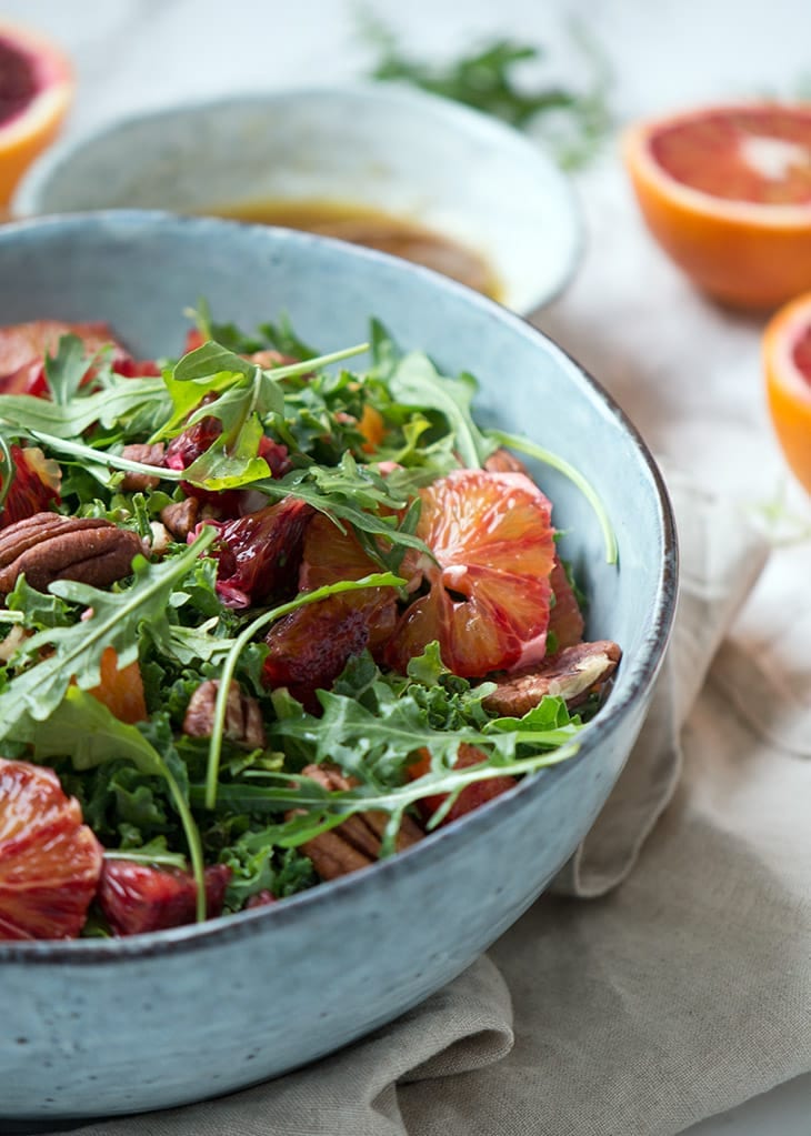 blodappelsin og rucola salat