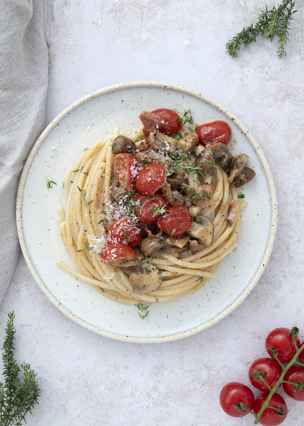 pasta med champignon tomat