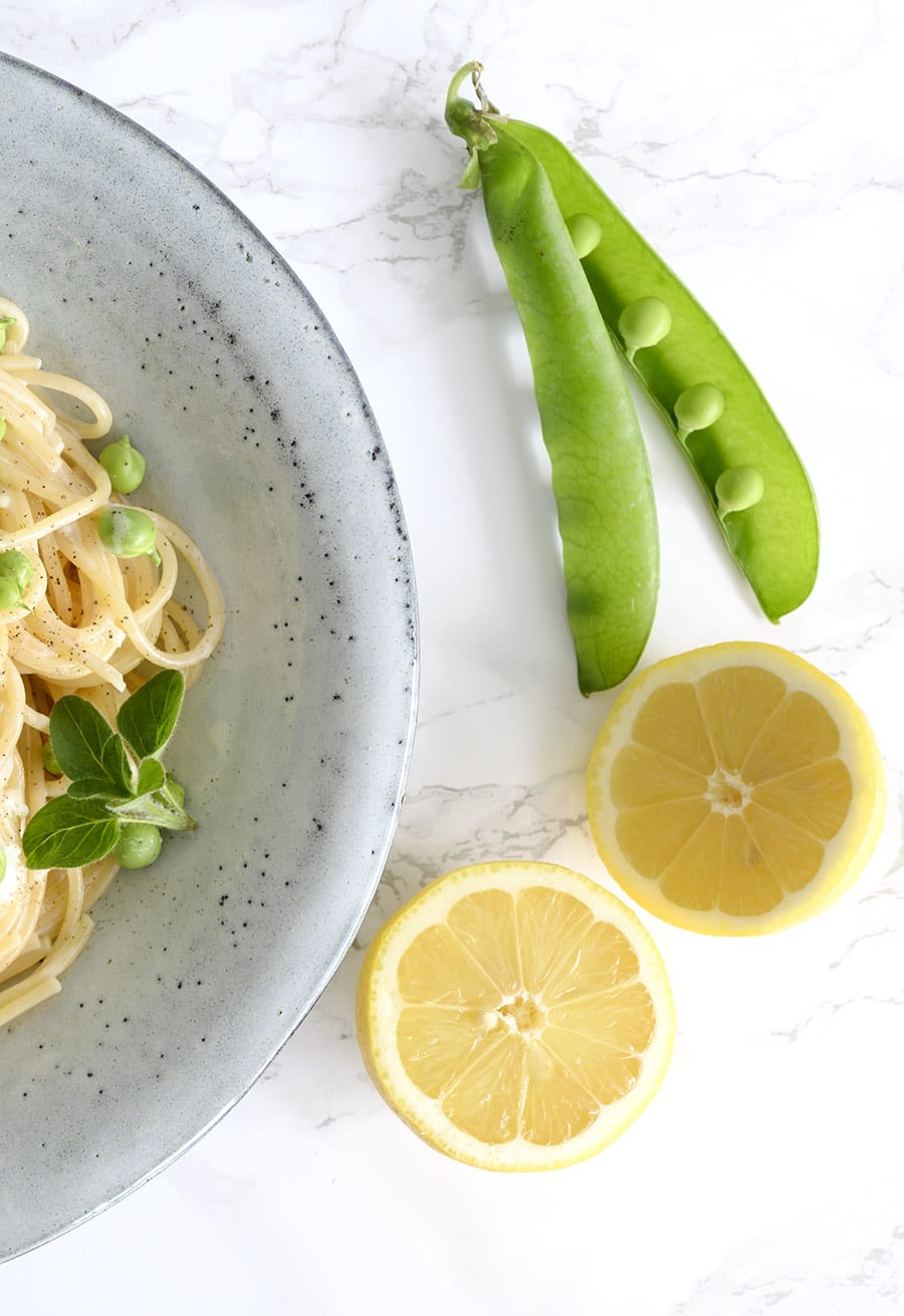 pasta med ærter og citron