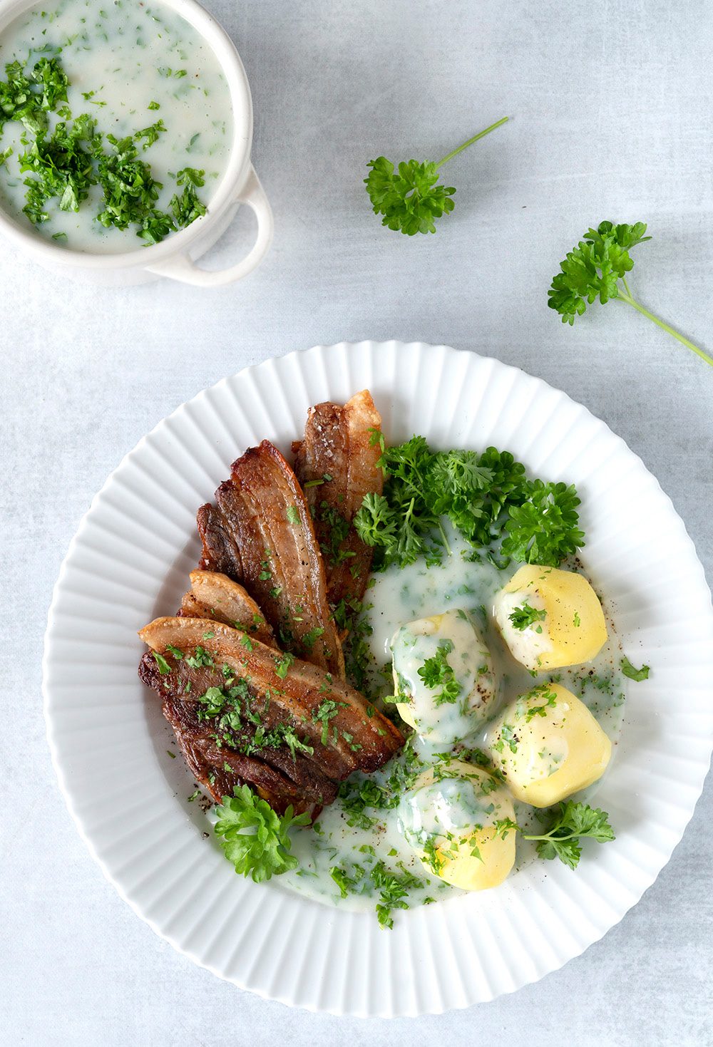 stegt flæsk med persillesauce