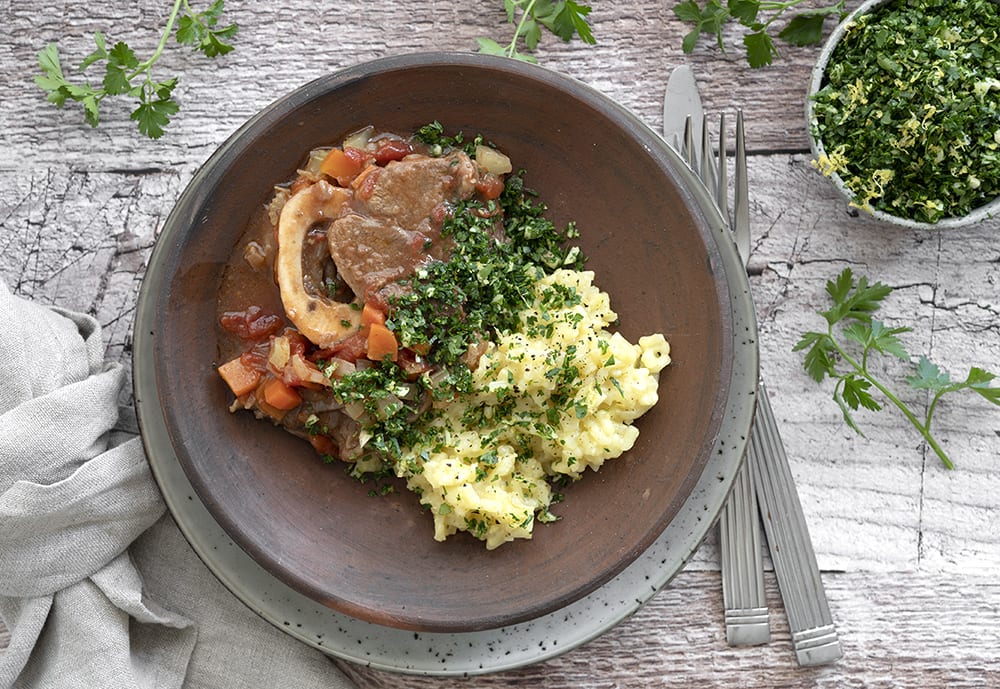 Osso med safranrisotto og gremolata - opskrift