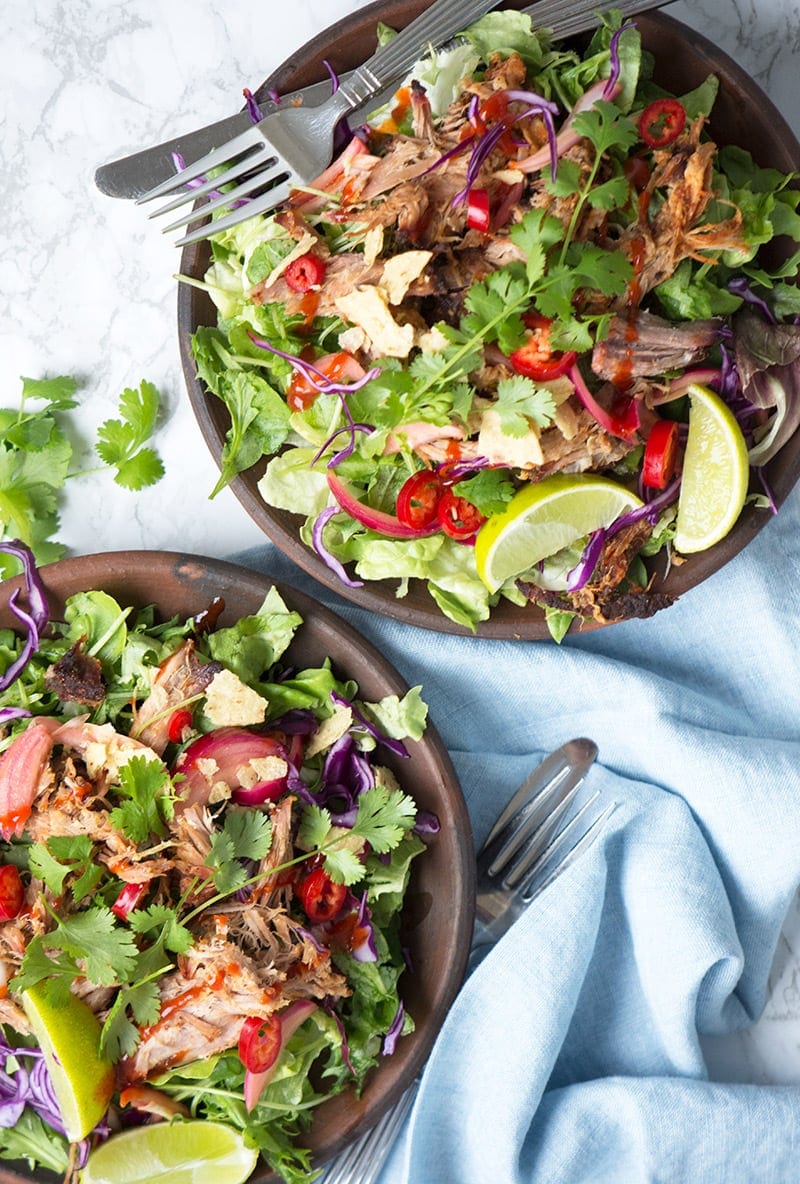 salat med pulled pork