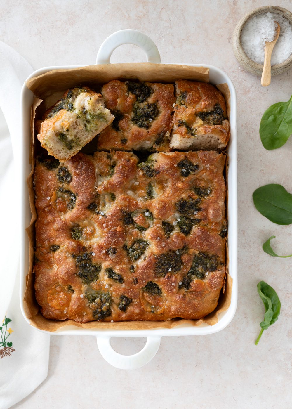 focaccia med spinat
