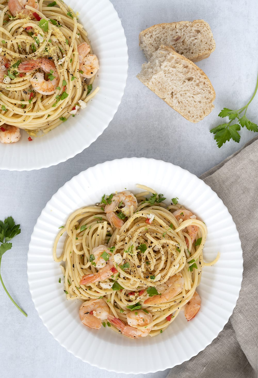 pasta med rejer og hvidløg