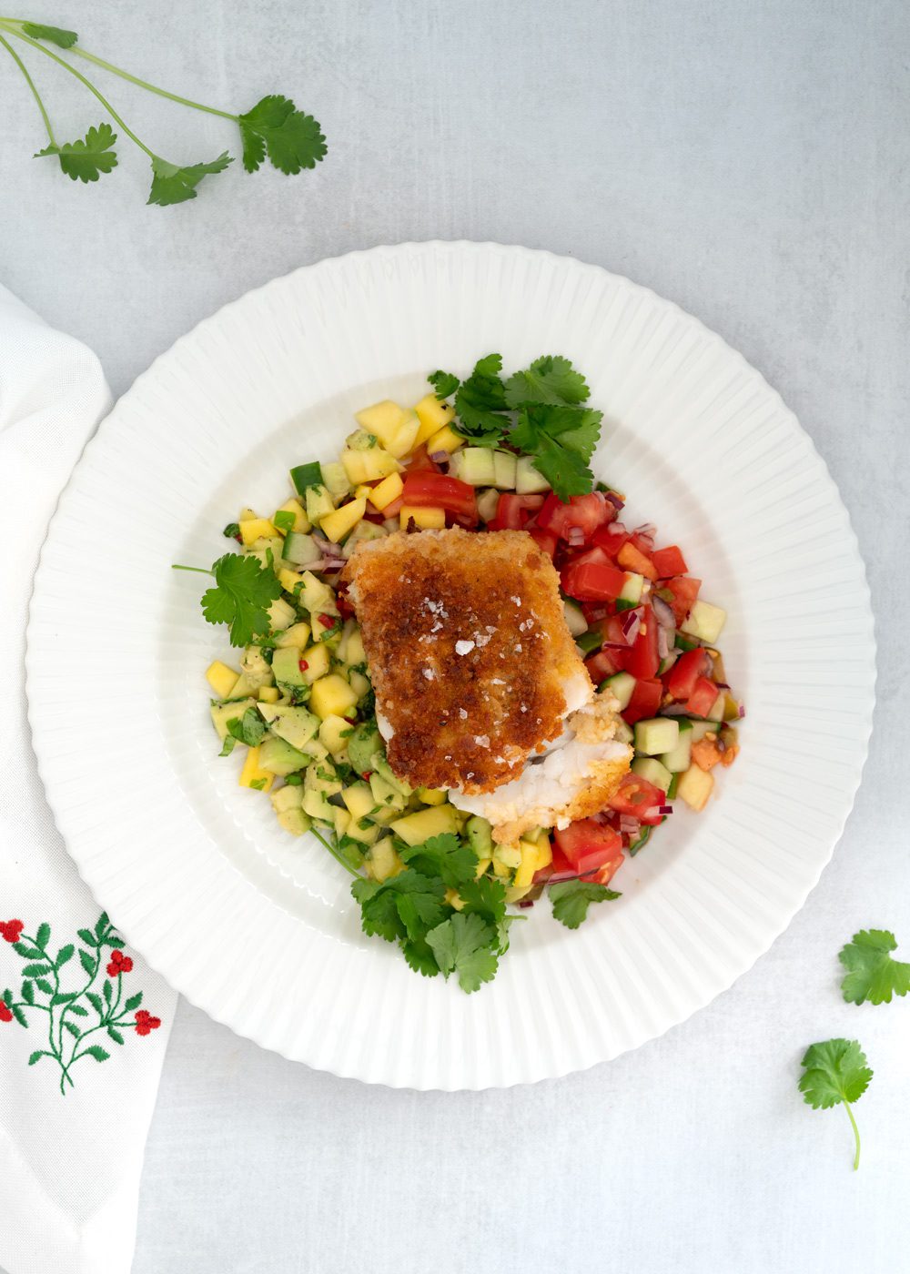 Sprød mexi torsk med mango salsa